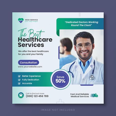 Medical healthcare social media banner a... | Premium Psd #Freepik #psd Hospital Creative Ads, Healthcare Social Media Posts, Hospital Social Media Post, Medical Social Media Design, Medical Social Media Post Design, Healthcare Social Media, Medical Social Media Post, Medical Post, Medical Health Care