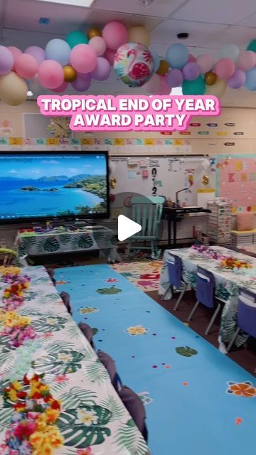 Lacey Bourke Neskes on Instagram: "End of year awards with our tropical WATER CARPET! I’ve been doing this for years and it’s always just so much fun! 🏝️🩷  Kindergarten teacher ideas activities resources inspo elementary school classroom #teacher #teachersofinstagram #teachersofig #iteachk #iteachtoo #iteach #classroomsetup #classroomideas #classroompinspirations #teacherinspiration #teacherideas #watchmeteach" End Of Year Awards, Classroom Arrangement, Tropical Water, Elementary School Classroom, Classroom Teacher, Teacher Inspiration, Kindergarten Teacher, Classroom Setup, Teacher Ideas