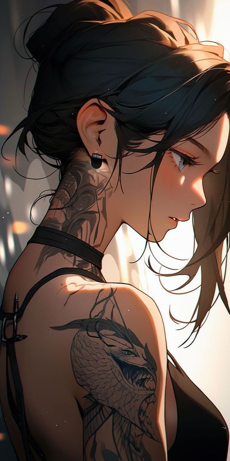 Anime Oc Female Tattoos, Anime Girlboss Art Cute, Badass Anime Female, Anime Girlboss Art, Anime Baddie, Anime Girlboss Icon, Female Samurai Art, Girlboss Pfp, Red Armor