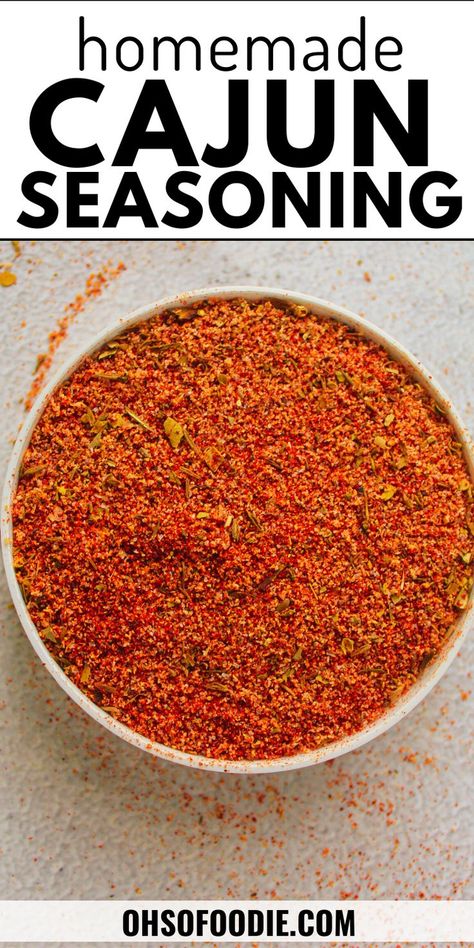 Text reads Homemade Cajun Seasoning Cajun Seasoning Recipe, Cajun Spice Mix, Homemade Dry Mixes, Cajun Spice, Homemade Cajun Seasoning, Homemade Spice Mix, Spice Blends Recipes, Cajun Dishes, Homemade Sauce Recipes