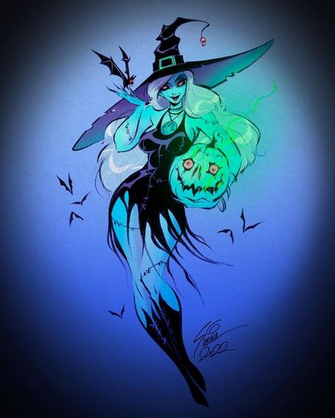 Halloween Pinup Art, Horror Pinup, Sveta Shubina, Creepy Witch, Halloween Trio, Halloween Pin Up, Inktober 2023, Pin Up Drawings, Halloween Wallpaper Cute