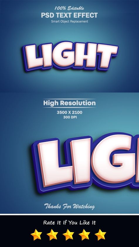 Light 3D Editable PSD Text Effect by Goldani412 | GraphicRiver Text Effects Illustrator, Typography Design Font, Game Logos, 3d Font, Cool Text, Game Logo Design, 3d Typography, 3d Text Effect, Free Text