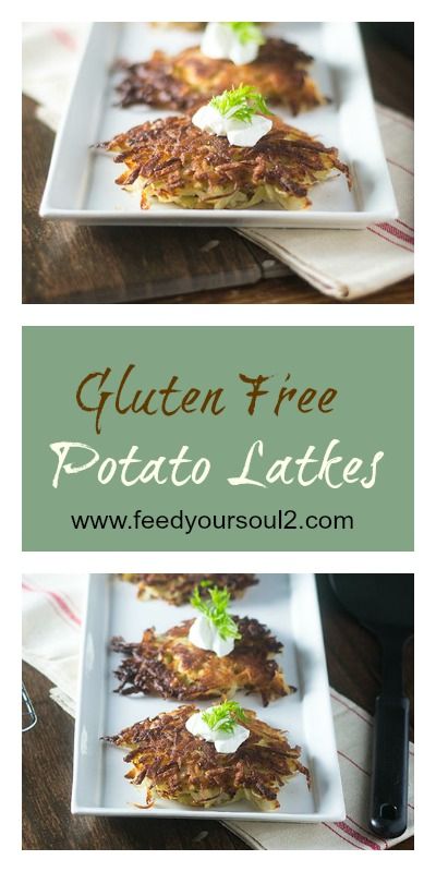 Gluten Free Potato Latkes from Feed Your Soul Too Gluten Free Potato Latkes, Gluten Free Latkes, Latke Recipe, Desserts Coconut, Casserole Crockpot Recipes, Hanukkah Dinner, Hanukkah Recipes, Potato Latkes, Gluten Free Potatoes