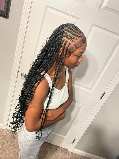 Shein Cardigan Outfit, Bohemian Fulani Braids With Curls, Hair Styles Weave Braids Hairstyles, Funali Braids, Braided Hairstyles For Black Women Cornrows, Sleek Ponytail Hairstyles, Fest Outfits, Box Braids Hairstyles For Black Women, Braided Cornrow Hairstyles