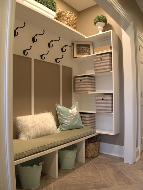 Just a few weeks ago I helped a client turn an unorganized unused hall closet into a family friendly mud room.   Thought I would share... Hall Closet Makeover, Door Organization, Laundry Closet Makeover, Hallway Tiles, Bahamas House, Small Mudroom Ideas, Vstupná Hala, تحت الدرج, Mudroom Closet