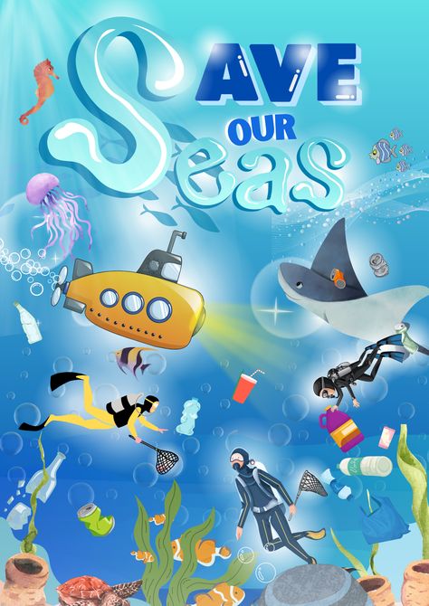 Poster Education Save Our Seas🐋 canvaelements Save The Sea Poster, Save Our Oceans Poster, Save Ocean Poster, Save The Ocean Posters, Sea Poster Design, Poster Education, Canva Free Elements, Underwater Background, Instagram Poster