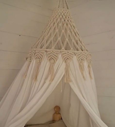 Macrame Bed Canopy, Macrame Canopy, Crochet Lampshade, Macrame Lamp, Macrame Hoop, Macrame Swing, Boho Deco, Bed Canopy, Handmade Lamps