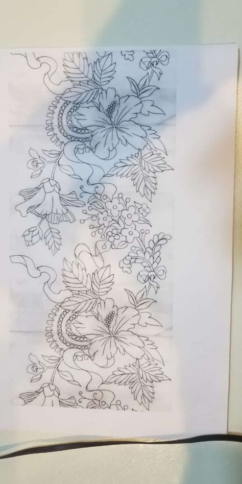 Hand Embroidery Designs added a... - Hand Embroidery Designs Flower Print Pattern, Fabric Painting Techniques, Flower Machine Embroidery Designs, Make Videos, Flower Drawing Design, Diy Embroidery Patterns, Border Embroidery Designs, Border Embroidery, Hand Work Embroidery