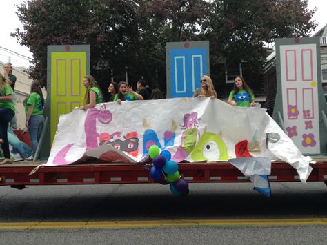 Photos: Westhampton Beach Homecoming Parade - Westhampton, NY Patch Hoco Float Ideas, Hoco Floats, Senior Class Ideas, Disney Homecoming, Homecoming Hallways, Monsters Inc Decorations, Monsters Inc Doors, School Spirit Ideas, Hoco 2022