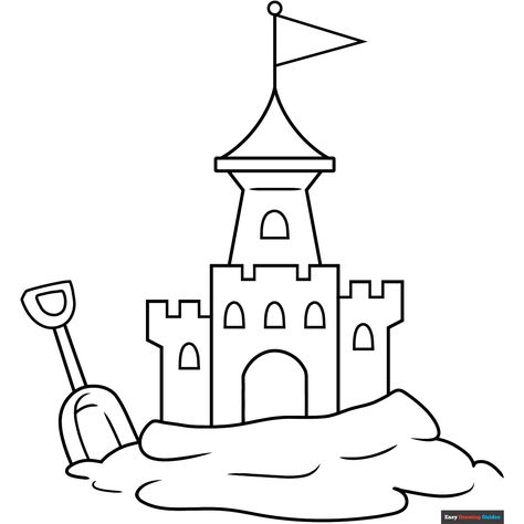 Free Sand Castle Coloring Page for Kids Sand Castle Coloring Page, Sandcastle Coloring Page, Sandcastle Drawing, Sand Castle Drawing, Sand Castle Ideas, Castle Drawing Easy, Castle Clipart, Castle Coloring Page, Easy Drawing Guides