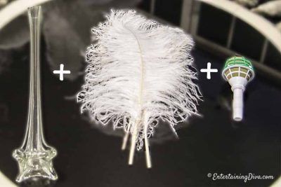 Feather Centerpieces Diy, Diy Ostrich Feather, Masquerade Centerpieces, Mafia Party, Ostrich Feather Centerpieces, Gatsby Party Decorations, Quinceanera Centerpieces, Mardi Gras Masquerade, Diy Feather