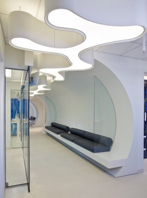 Waiting room. Futuristic Interior Design, Healthcare Interior Design, Healing Garden, Dental Office Design, Futuristic Interior, Hospital Design, Healthcare Design, Clinic Design, Waiting Area