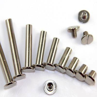 5mm CHICAGO SCREWS 6,8,10,15,20,25,30,40 & 50mm BINDING NICKEL PLATED SCRAPBOOK | eBay Wood Wallet, Bookbinding Tools, Chicago Screws, Leather Key Case, Screws And Bolts, Leather Projects, Leather Key, Book Binding, Book Making