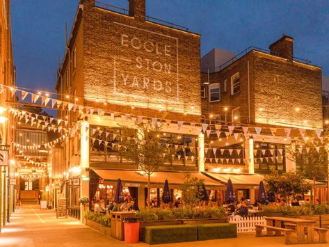 Eccleston Yards | Belgravia London Candlelit Table, Belgravia London, Pink Cafe, Itinerary Planner, Victoria Station, Elizabeth Street, Fine Dining Recipes, Alfresco Dining, Outdoor Restaurant