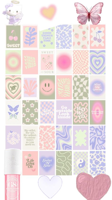 Danish Pastel Wall Collage, Pastel Wall Collage, Pink Aesthetic Room Decor, Pink Aesthetic Room, Danish Pastel Decor, Pastel Wall Decor, Danish Pastel Aesthetic, Iphone Wallpaper Preppy, Printable Wall Collage