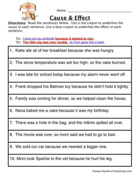 Cause And Effect Worksheet 3rd Grade, Cause And Effect Worksheet, Classroom Agenda, Reading Skills Worksheets, Cause And Effect Worksheets, Esl Materials, Cause And Effect Activities, Resource Teacher, Verbo To Be