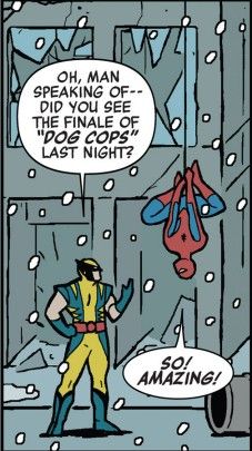 From Hawkeye #6 by Matt Fraction and David Aja.  February 2013. Night Spider, Wolverine Cartoon, Wolverine Comic, Mister Fantastic, Fantastic 4, Poster Boys, Deadpool Wolverine, X Man, Fantasy Creatures Art