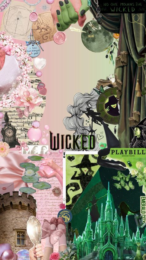 Wicked Crafts, Broadway Wicked, Musical Wallpaper, Elphaba And Glinda, Wicked Musical, Pink Wallpaper Backgrounds, Phone Wallpaper Pink, Iphone Case Stickers, Flower Iphone Wallpaper