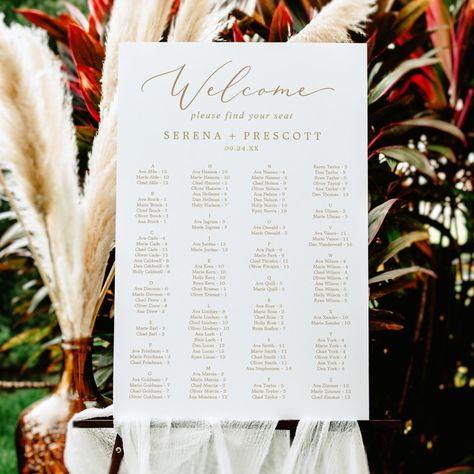 Romantic Seating Chart, Our Favorite People Seating Chart, Summer Calligraphy, Yellow Typography, Elegant Wedding Table, Alphabetical Seating Chart, Romantic Minimalist, Wedding Table Plan, Digital Goods