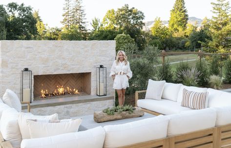 Fireplace By Pool Backyards, Small California Backyard, California Backyard Landscaping, Melissa Liddiard, Exterior Refresh, Renovated Farmhouse, California Outdoor, Backyard Sanctuary, Garden Walls