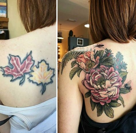 Flower Cover Up Tattoos, Girlfriend Tattoos, Tatuaje Cover Up, Cover Up Tattoos For Women, Tattoo Cover Up, Back Of Shoulder Tattoo, Incredible Tattoos, Bad Tattoos, Old Tattoos