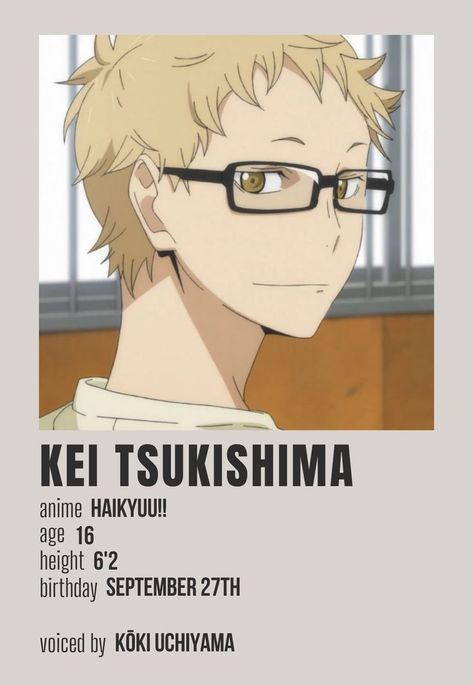 Printables Anime, Posters Anime, Movie Character Posters, Posters For Room, Posters Ideas, Character Posters, Haikyuu Tsukishima, Show Movie, Film Posters Minimalist