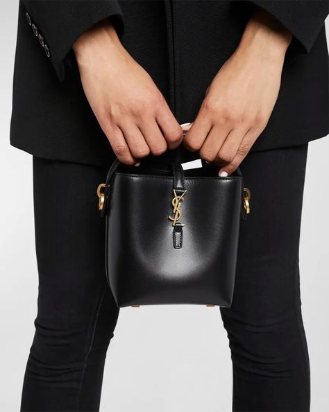 Saint Laurent Le 37 Mini YSL Bucket Bag in Smooth Leather | Neiman Marcus Ysl Le 37, Ysl Bag 2022, Ysl Cassandra Mini, Ysl Mini Bag, Ysl Bucket Bag, Luxury Mini Bag, Delvaux Bag, Mini Designer Bags, Dress Fancy