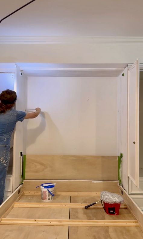 DIY Murphy Bed - Final Touches - Cass Makes Home Murphy Bed Lighting Ideas, Murphy Bed Boys Room, Murphy Bed Basement, Basement Built Ins, Diy Murphy Bed, Modern Murphy Beds, Headboard With Shelves, Murphy Bed Diy, Pooky Lighting