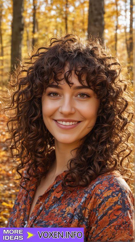 23 Trendy Fall Hairstyles with Curtain Bangs for 2024 Bangs For Curly Hair, Curly Curtain Bangs, Hairstyles With Curtain Bangs, Hairstyle Curly, Fall Hairstyles, Naturally Curly Hair, Fall Hair Cuts, Curly Bangs, Simple Ponytails