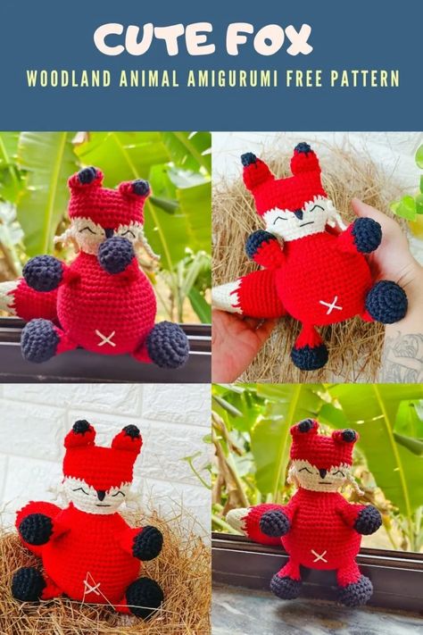 Roly-Poly Amigurumi Fox Crochet Free Pattern Fox Amigurumi Free Pattern, Crochet Woodland Animals, Fox Free Pattern, Crochet Woodland, Amigurumi Fox Pattern, Fox Amigurumi, Crochet Stuffies, Crochet Video Tutorials, Fox Crochet