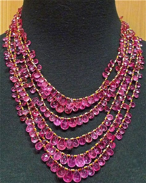 Churchill Private Label 5 Strand Necklace of Fine Quality Pink Tourmalines and 22K Beads and Clasp | CHURCHILL in FAIRWAY Bridal Diamond Necklace, Beadwork Necklace, Beaded Necklace Designs, Antique Jewelry Indian, Beaded Jewelry Designs, Jewelry Website, India Jewelry, Antique Necklace, Jewelry Design Necklace