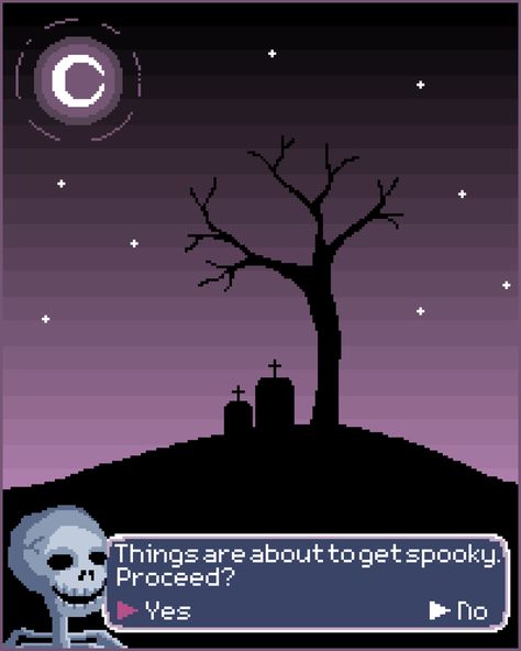 Retro video game aesthetic, Halloween special. Prints available. Hashtags: #spooky #scary #skull #skeleton #cemetery #creepy #old #videogame #pixelart #retro #aesthetic #tumblr #cute #graveyard #dialogue #print #printable #prints #redbubble #sticker #phonecase #tshirt #design Creepy Video Game Aesthetic, Scary Video Game Aesthetic, Pixel Video Game Aesthetic, Pixel Horror Art, Video Game Dialogue, Pixel Art Spooky, Old Video Games Aesthetic, Cute Graveyard, Retro Video Game Aesthetic