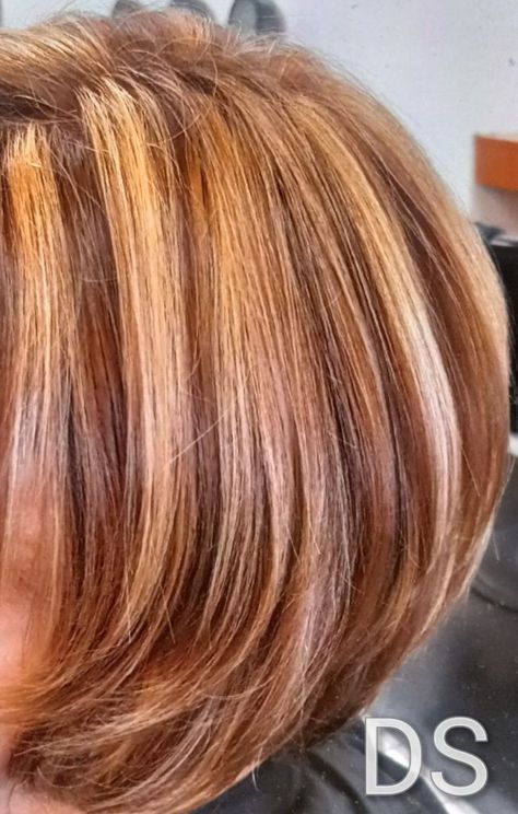 Mother Of Bride Makeup, Blond Highlights, Latest Bob Hairstyles, Short Brunette Hair, Kim Hair, Dip Dye Hair, Cherry Hair, Copper Highlights, Hair Color Caramel