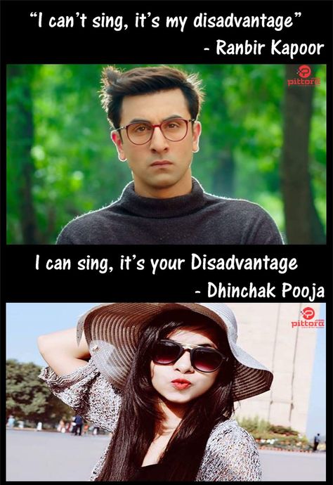 Dhinchak Pooja Fc - v/s Ranbir Kapoor Dhinchak Pooja, Punjabi Funny, Ranbir Kapoor, Funny Quotes, Memes, Funny, Quotes, Quick Saves