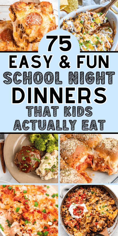 Easy back to school dinner ideas for kids! These fun back to school dinner ideas are perfect for busy moms cooking for picky eaters on hectic weeknights. Easy lazy dinner ideas, fast dinners easy quick weeknight, back to school dinner ideas night, back to school dinner ideas healthy, school week dinner ideas, easy school night dinners quick meals, easy school night dinners families, dinner ideas for the week menu planning, monday dinner ideas families, busy mom dinner ideas crock pot make ... School Night Dinner Ideas, School Dinner Ideas, Back To School Dinner Ideas, School Night Dinners, Lazy Dinner Ideas, School Night Dinner, Dinner Ideas For Kids, Back To School Dinner, Lazy Dinner