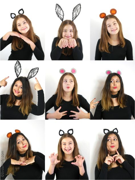 Quick & Easy DIY animal ears, great for last-minute Halloween costumes, school plays or dressing up | BirdsParty.com @birdsparty Diy Animal Ears, Diy Halloween Headbands, Animal Costumes Women, Costume Headbands, Funky Tees, Diy Costumes Women, Food Costumes, Homemade Halloween Costumes, Diy Kostüm