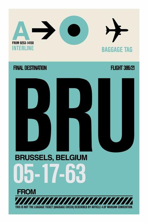 Airport Airline Luggage Bag Baggage Tags Tickets Brussels Checked Baggage, Ticket Design, Baggage Tags, 카드 디자인, Airline Tickets, Luggage Bag, Tag Design, Travel Book, Infographic Design