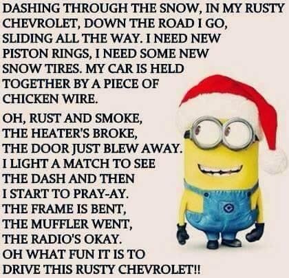 Jingle bells Funny Christmas Memes, Funny Christmas Songs, Funny Christmas Poems, Minion Memes, Christmas Memes Funny, Funny Christmas Pictures, Funny Minion Pictures, Parody Songs, Funny Minion Memes