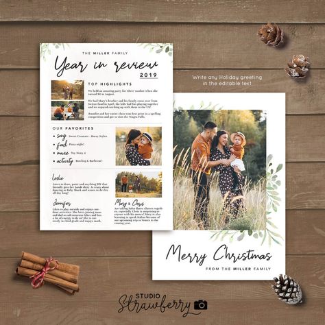 Year in review Christmas Card template Year In Review Template, Year In Review Christmas Card, Christmas Infographic, Diy Christmas Photoshoot, Christmas Letter Template, Christmas Newsletter, Review Template, Christmas Card Pictures, Traditional Christmas Cards