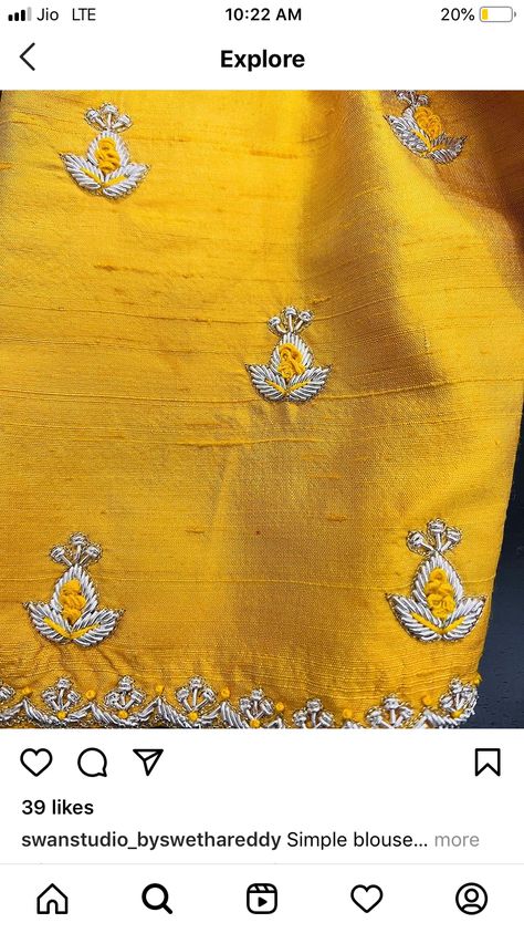 Yellow Blouse Design Embroidery, Long Blouse Designs, Maggam Work Designs, Simple Work, Aari Blouse, Fashionable Saree Blouse Designs, Cutwork Blouse Designs, Wedding Blouse Designs, Blouse Designs Indian