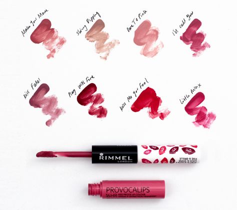 Rimmel Provocalips Review + Lip Swatches Video - Flip And Style Rimmel Provocalips Swatches, Rimmel Provocalips, Lip Swatches, Rimmel London, Makeup To Buy, I Am Loving, Makeup Swatches, Lip Colour, Rimmel