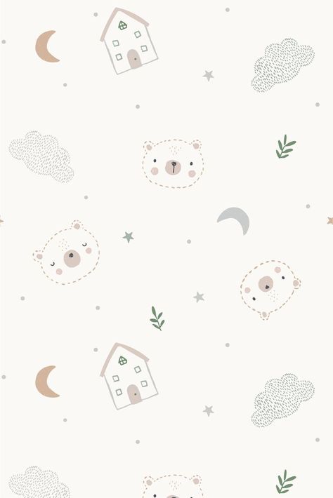 White Bear Wallpaper, Kids Branding Design, Fall Illustration, Thoughtful Baby Gifts, Woodland Bear, Nursery Patterns, Bear Animal, Baby Illustration, Baby Wallpaper