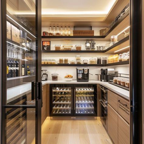 A girl’s allowed to dream!!!! #interiordesign #interior #interiordesigner #interiors #interiordecor #homedecor #interiordesigns #pantry #pantryorganization #pantrydesign Minimalistic Pantry, Large Pantry Ideas, Giant Pantry, Pantry Kitchen Ideas, Dream Pantry Walk In Luxury, Modern Pantry Design, Cool Pantry, Dream House Pantry, Luxury Pantry