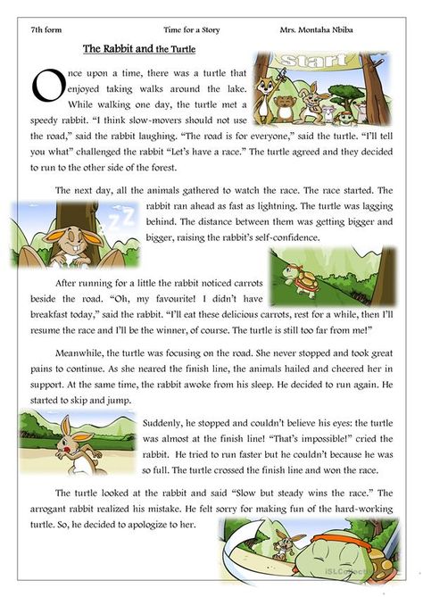 The Rabbit And The Turtle Story, Turtle And Rabbit Story, Small Story With Moral, Rabbit And Turtle, Stories With Moral Lessons, English Moral Stories, Esl Reading, Short Moral Stories, English Stories For Kids