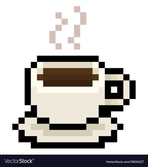 Coffee Cup Pixel Art, Tea Pixel Art, Coffee Pixel Art, Pixel Coffee, Pixel Reference, Animal Crossing Cafe, Optical Illusion Paintings, Coffee Cup Drawing, Minecraft Addons