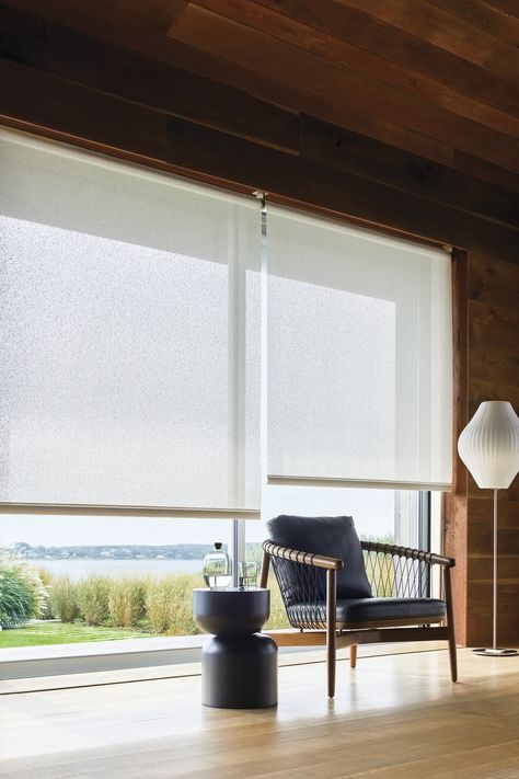 The Sunbrella Solar Collection is new at #theshadestore Solar Shades Living Room, Sas Entree, Cortinas Roller, Curtain Blinds, The Shade Store, Shade Store, Solar Shades, Living Room Remodel, Window Shades