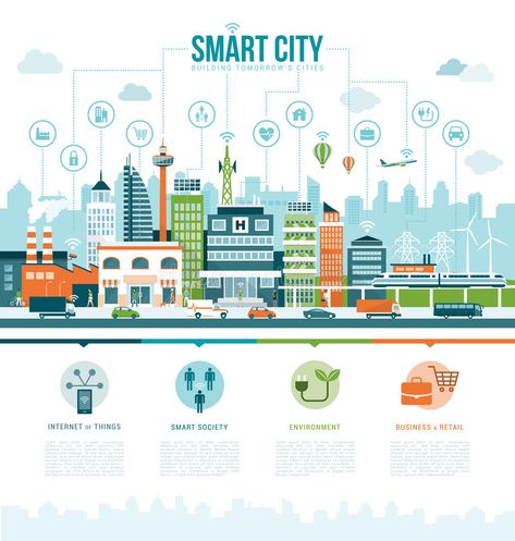 Smart city. Smart contemporary city infographics with icons: augmented reality, , #AFF, #infographics, #icons, #contemporary, #Smart, #city #ad Smart Building, Eco City, City Vector, Architecture Graphics, Digital Tablet, Energy Technology, Smart City, Sustainable Architecture, City Buildings