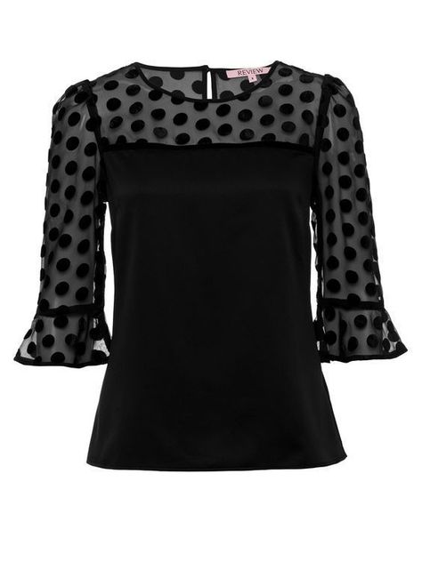 RE17TW106 in Black. The Selena Spot Top in Black is simply fabulous. A beautiful 3/4 sleeve blouse, features include sheer fluted sleeves and yoke with velvet spots, a rounded neckline and a relaxed fit. Pair yours with the Spanish Rose Skirt for a knockout look. - Sheer sleeves and yoke - Velvet spots and trim - Keyhole and button at back - Length: 60cm approx. Abby Sciuto, Review Australia, Rose Skirt, Shop Tops, Biker Chick, Cute Blouses, Review Fashion, Tops Online, Luxury Closet