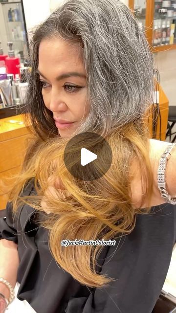 Two Tone Gray Hair, Silver Hair Transformation, Two Tone Silver Hair, Black Toner For Hair, Gray Hair Toner Silver, Gray Hair Transformation, Gray Blended Hair, How To Use Toner On Hair, Toner For Grey Hair Natural