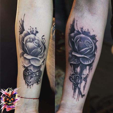 #tattoo for couple Couples Flower Tattoo, Tattoo For Couple, Matching Couple Tattoos, Couple Tattoos, Meaningful Tattoos, Rose Tattoo, Body Art Tattoos, Flower Tattoo, Tatting